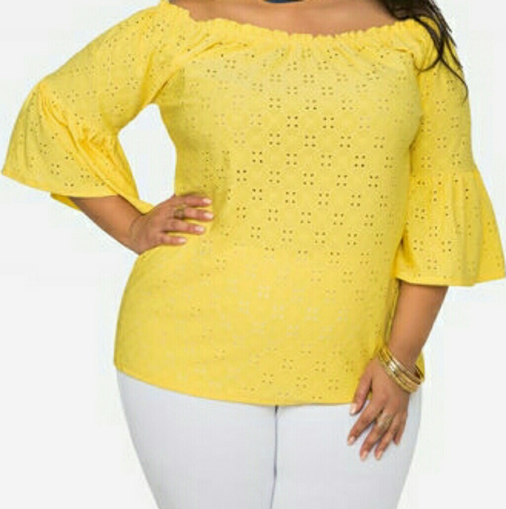 Off-Shoulder Eyelet Top