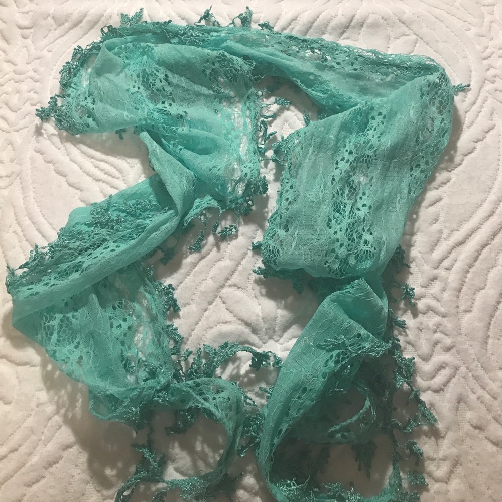 Turquoise Lace Scarf
