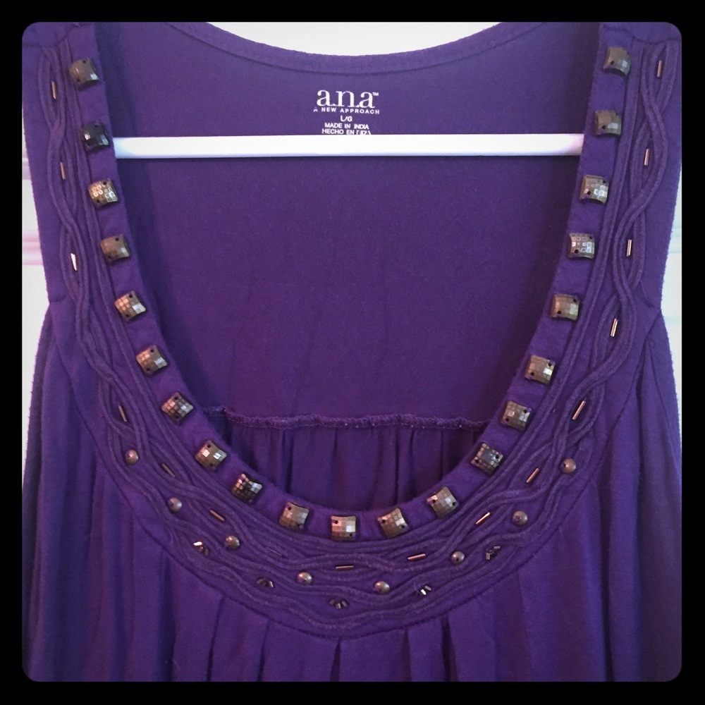 Purple & Gold ANA dressy tank top w/ beaded detail
