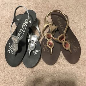 2 Pairs of Jeweled Beach Sandals