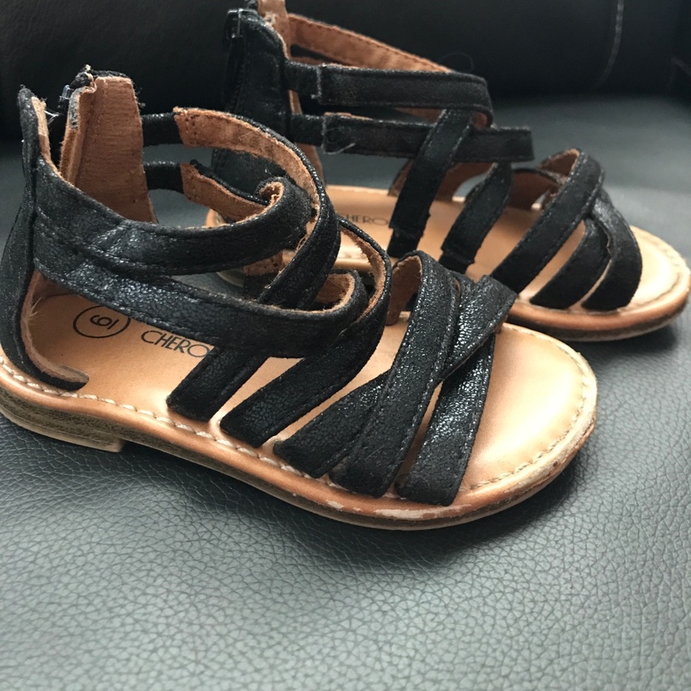 Toddler black cage sandals