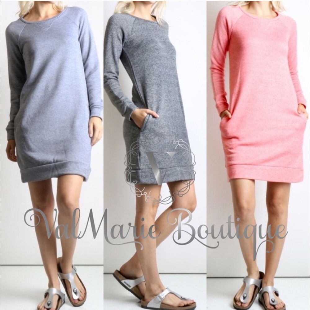 Sweatshirt Dress with Pockets S M - Picture 3 of 4