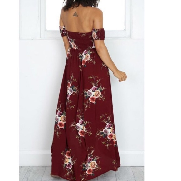 maroon floral beach dress - Picture 3 of 5