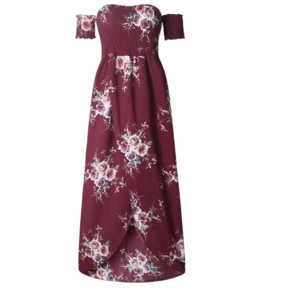 maroon floral beach dress - Picture 4 of 5
