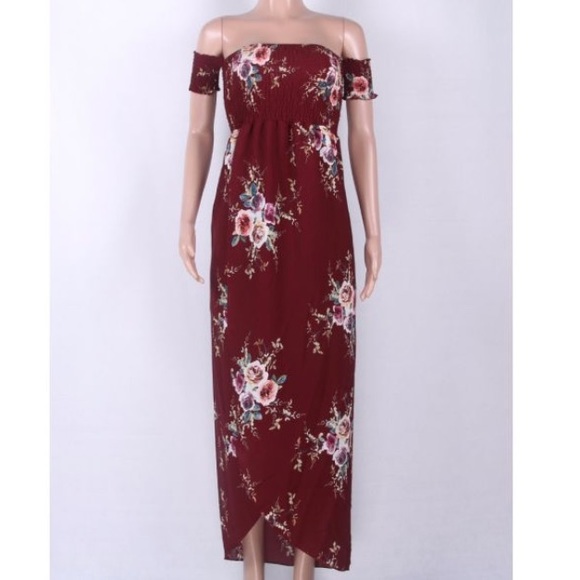 maroon floral beach dress - Picture 5 of 5
