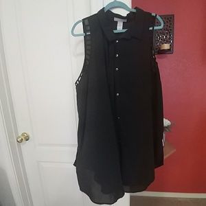 Long Black Button Top