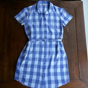 L.L. Bean Signature Purple Gingham Shirtdress