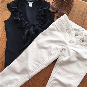 Seven Capri white factory distressed denim jeans