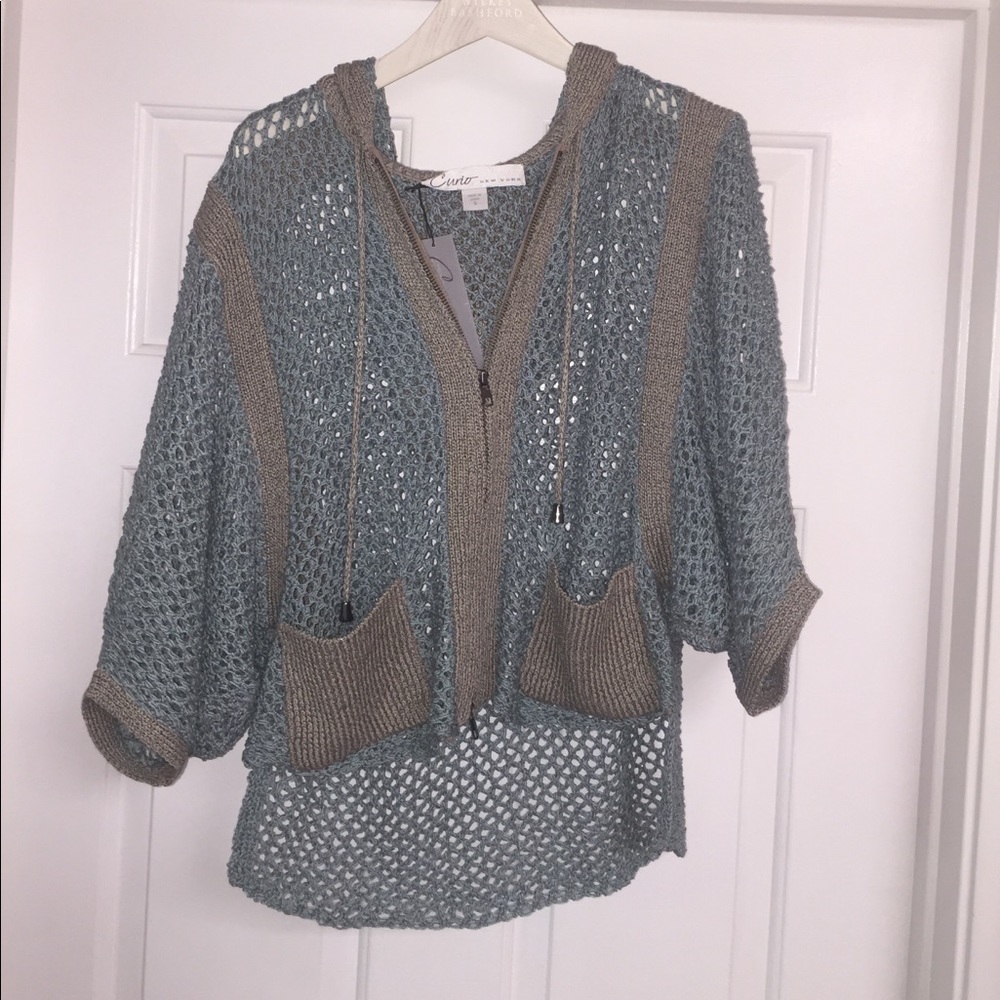 Adorable cardigan like knit throw over