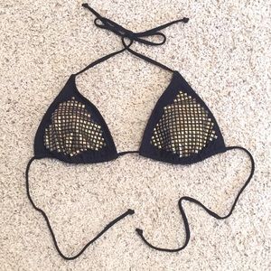 Xhilaration Black Bikini Top with Gold Studs