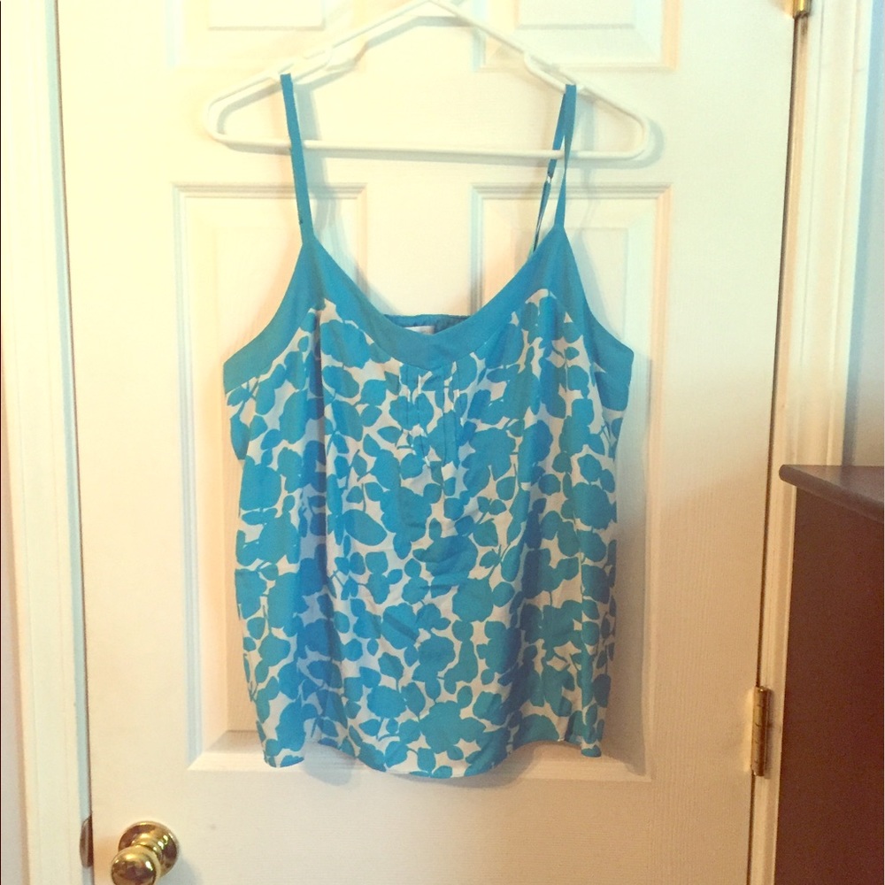 NY&Co Blue & White V-Neck Tank w/adjustable straps