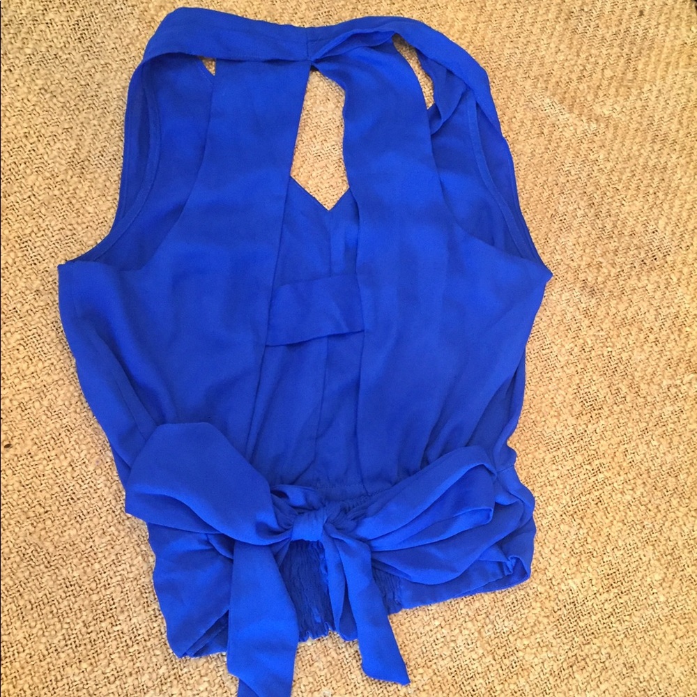 Royal Blue bow-back crop top
