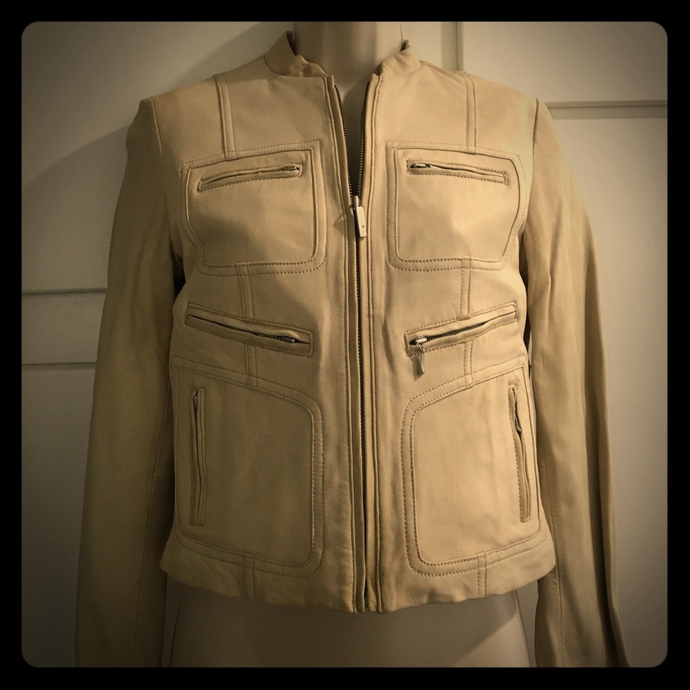 Kenneth Cole vintage beige leather jacket