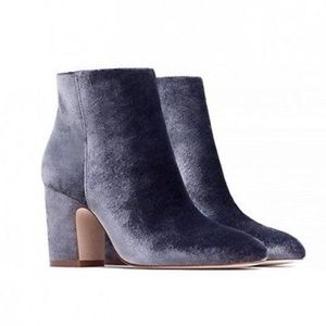 Zara Grey Velvet Heel Booties
