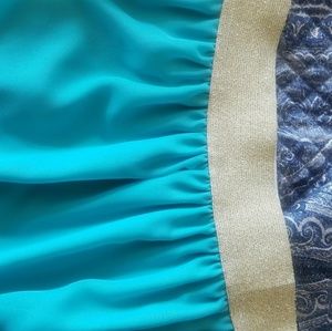 Torquiose Elastic Band Maxi Skirt