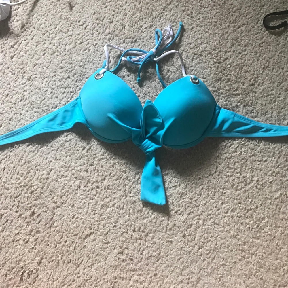 blue push up bikini top