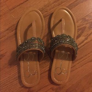 Jessica Simpson embellished flip flops