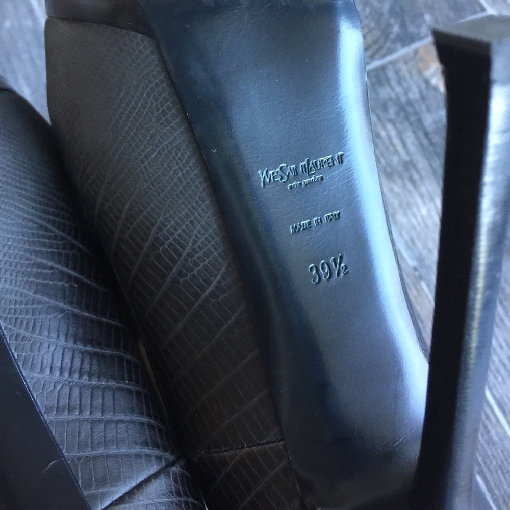 YSL Black Croc Embossed Tribute Heels - Picture 3 of 4