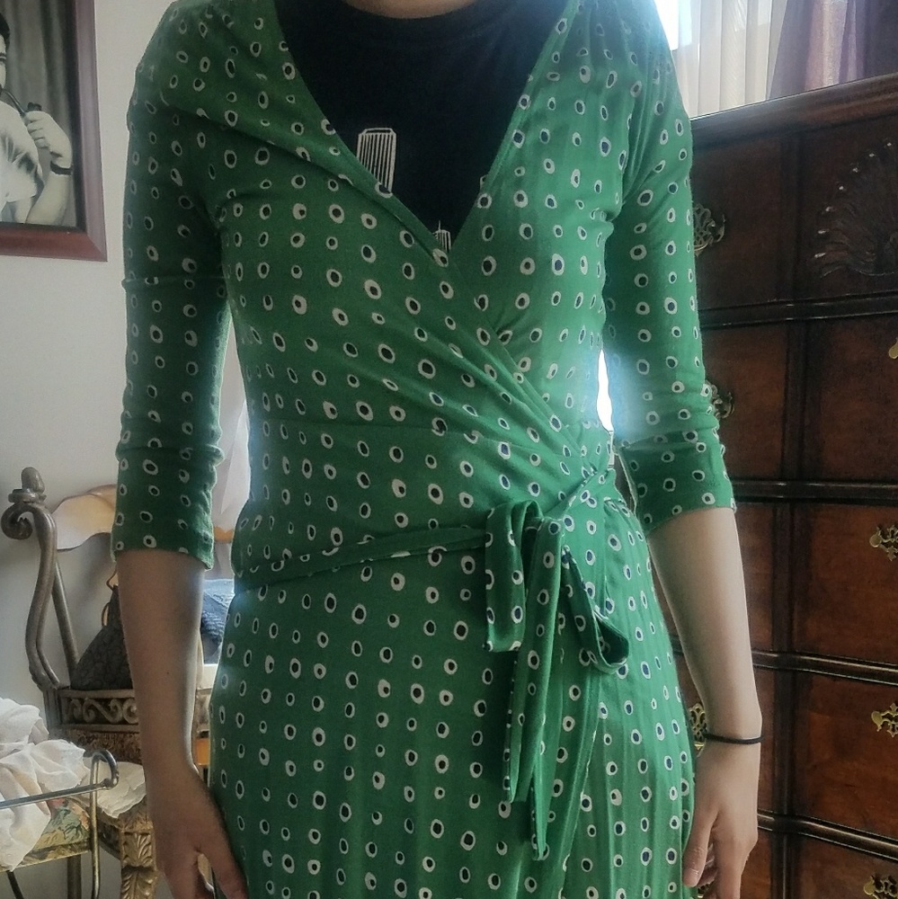 Green polka dot Tie Style Dress