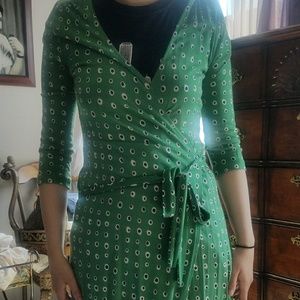 Green polka dot Tie Style Dress