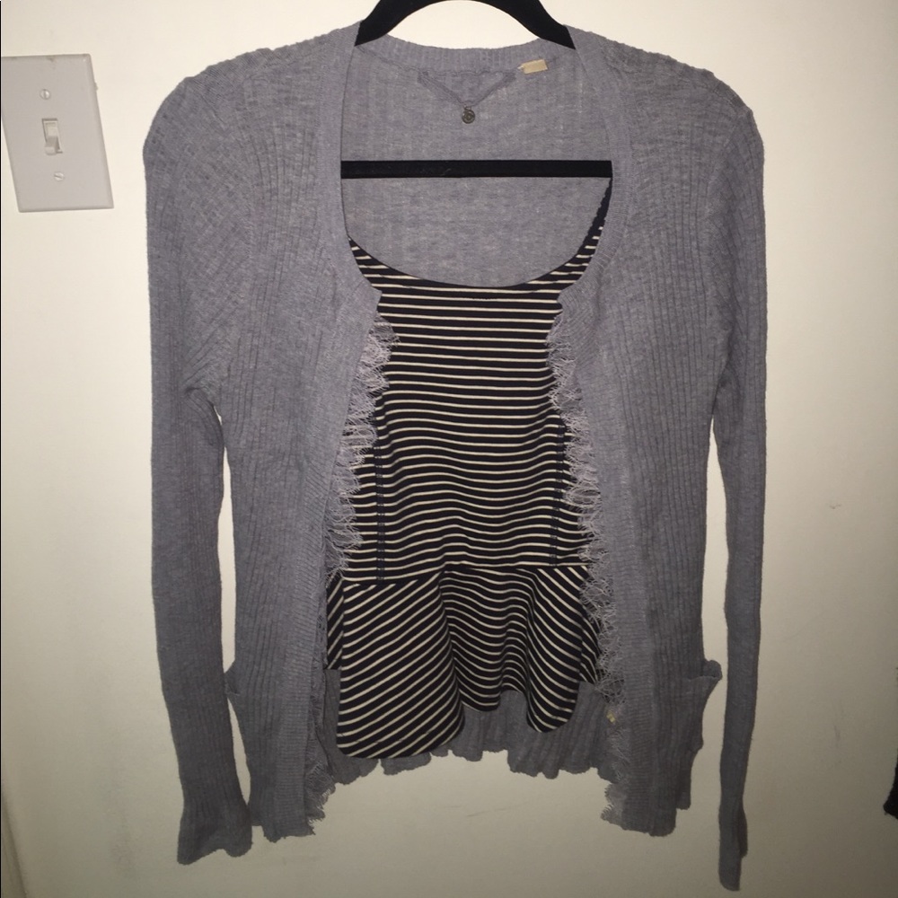 Grey sweater with lace detailing