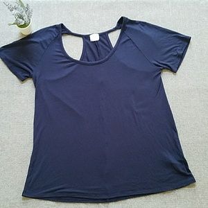 Honey Punch Basic Shoulder Cut Out Blue Top sz S