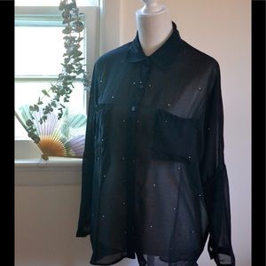 Sheer Black Studded Blouse