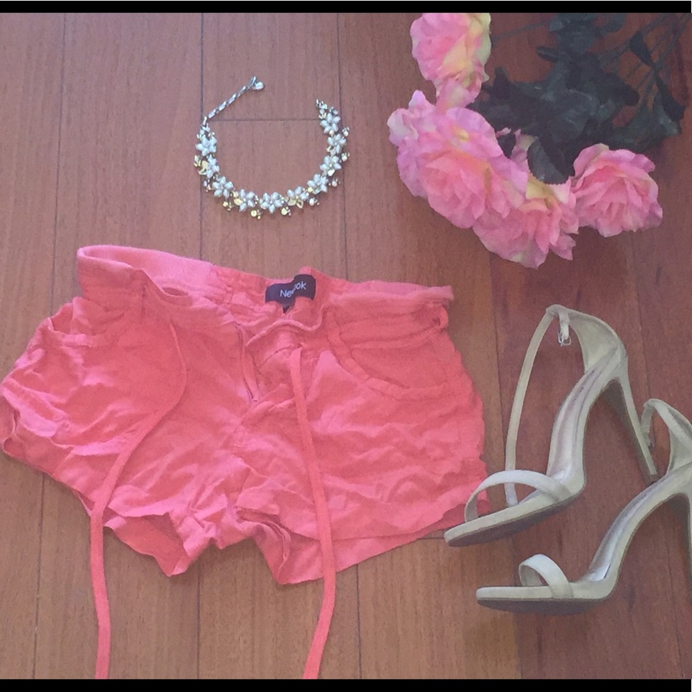Cute and Comfy Drawstring Shorts in Peach