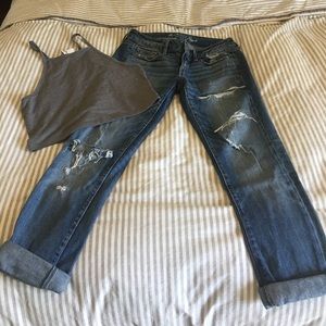 Ragged Ankle Length Denim Jeans