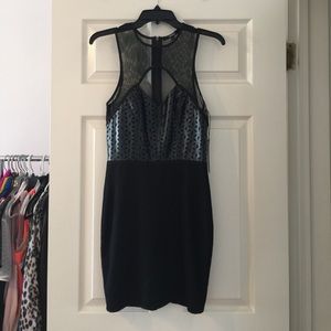 Naven faux leather and mesh cutout mini