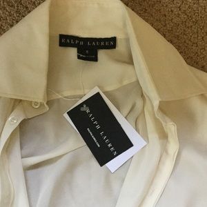 Long sleeve silk button down blouse.