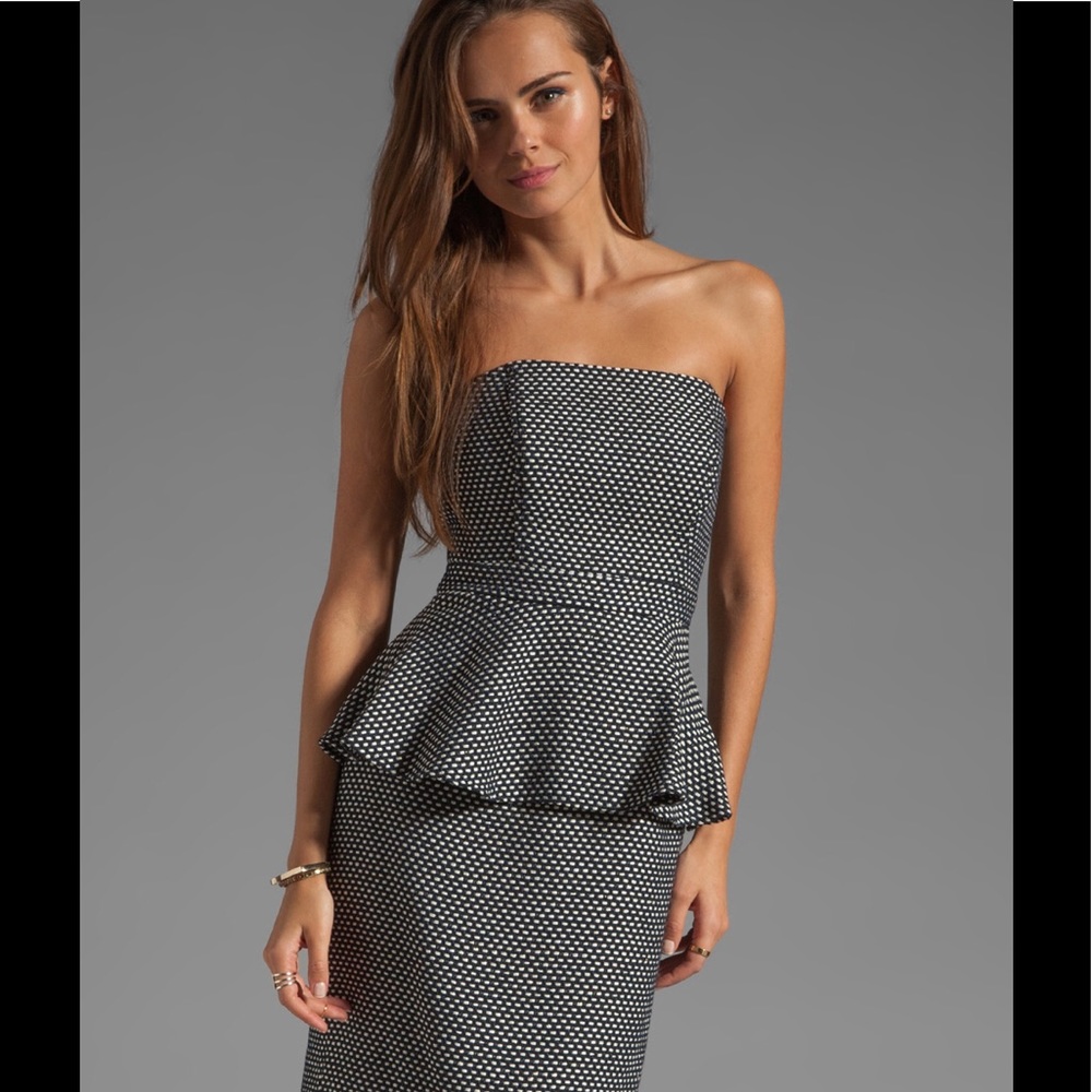 Shoshanna Natalya Strapless Peplum Dress in Black - Picture 3 of 8