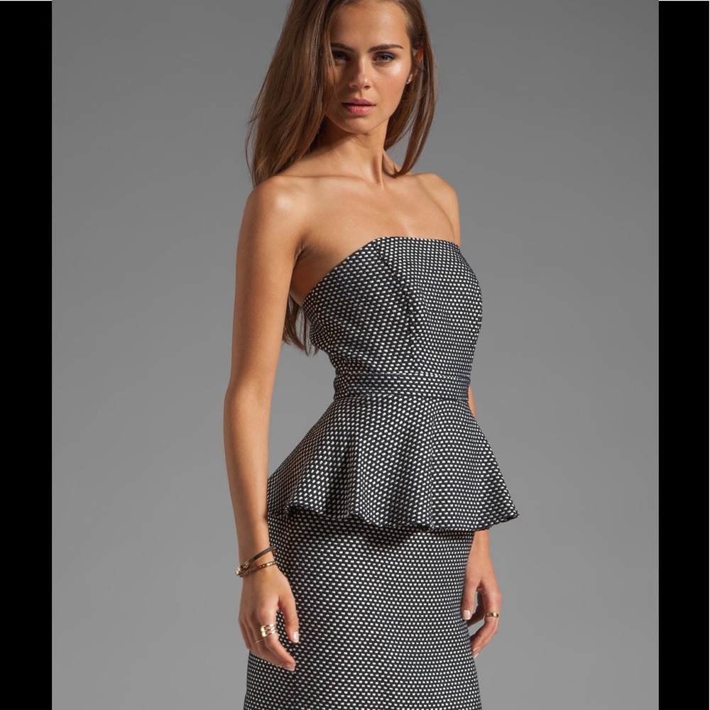 Shoshanna Natalya Strapless Peplum Dress in Black - Picture 4 of 8