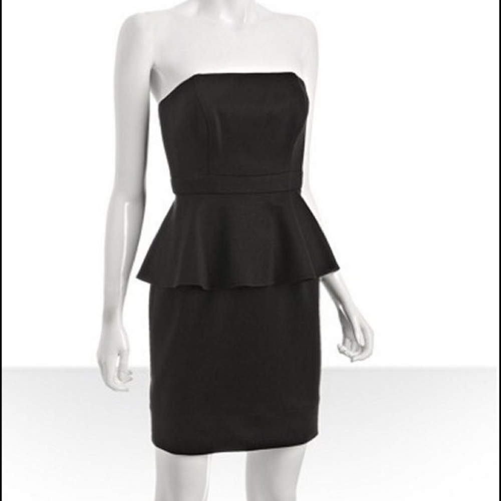 Shoshanna Natalya Strapless Peplum Dress in Black - Picture 2 of 8