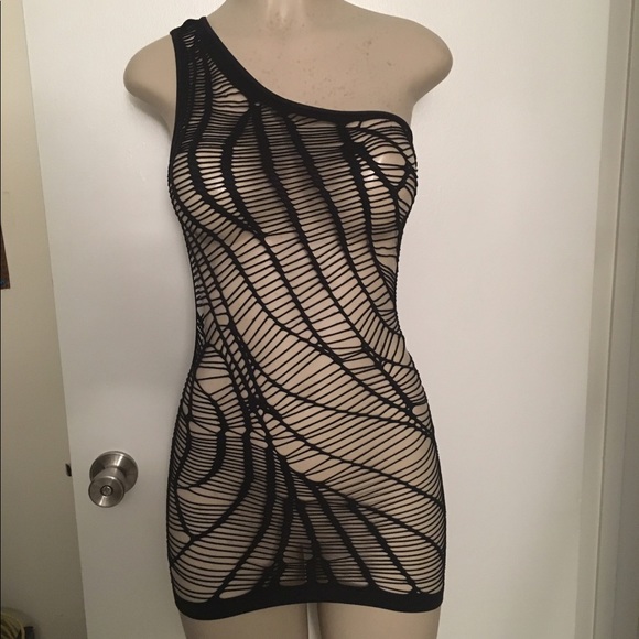 Black spider net club dress - ONE SIZE - Picture 1 of 2