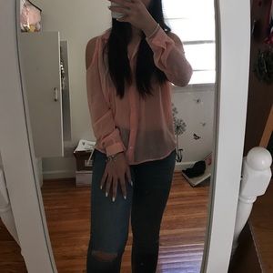 F21 Pink cold Shoulder Blouse