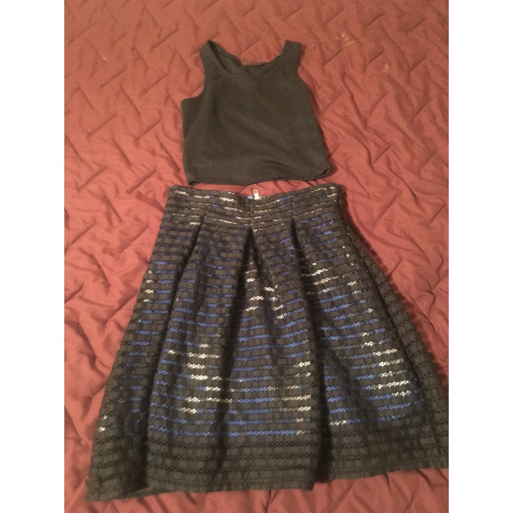 Black and blue two piece dress