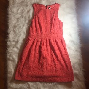 Kensie Coral Embroidered Eyelet Dress Sz M EUC