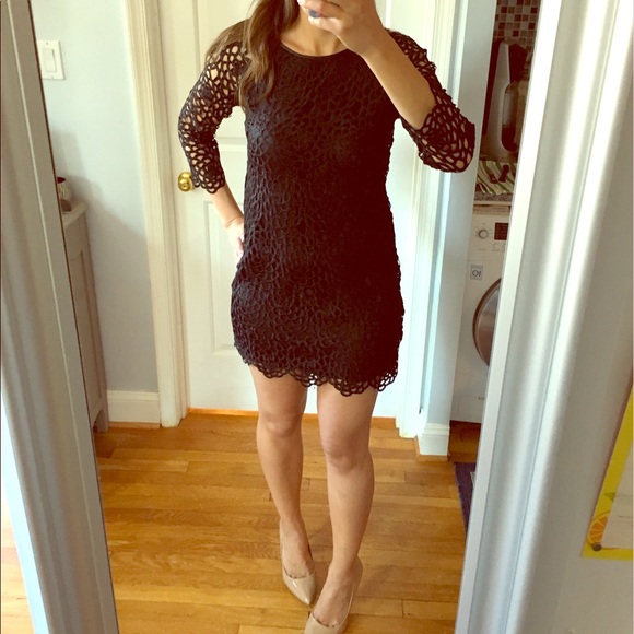 Zara Black Raglan Lace Dress - Picture 2 of 4
