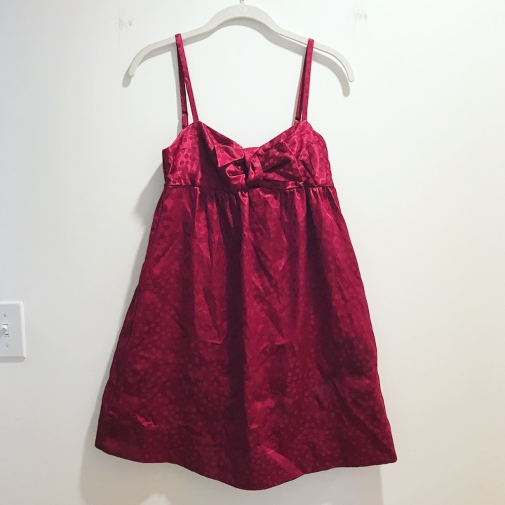 Red silky baby doll polka dot tank bow dress