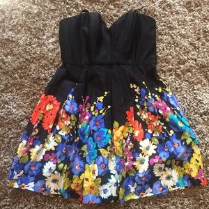 Strapless. Floral. A-Line. Dress