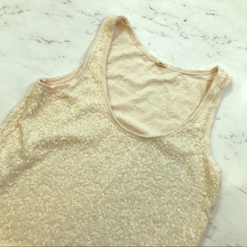 J. Crew // Vintage Cotton Sequin Tank Ivory Blush