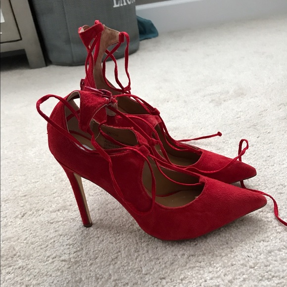 Steve Madden Shoes - FINAL PRICE! Steve Madden Red Lace-Up Heels (6)
