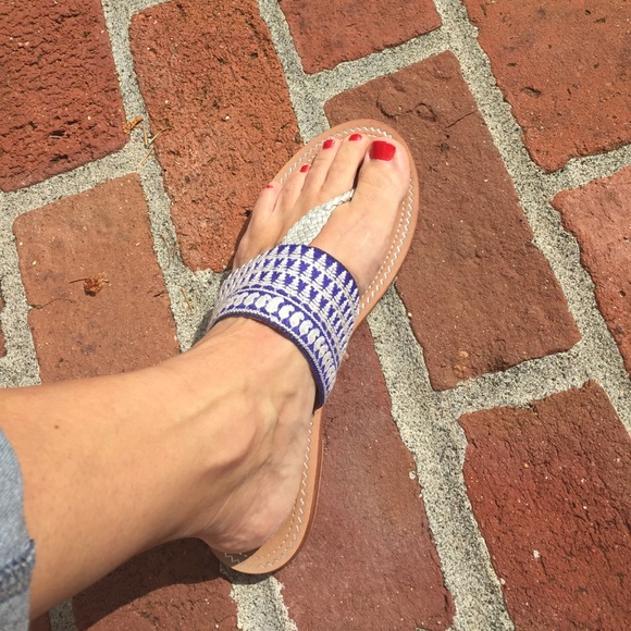 Anthropologie Shoes - Anthropologie sandals vibrant blue and white