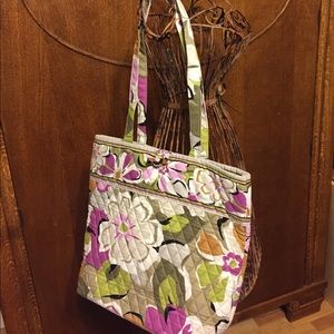 Vera Bradley tote purple green mint 13"T/14"W