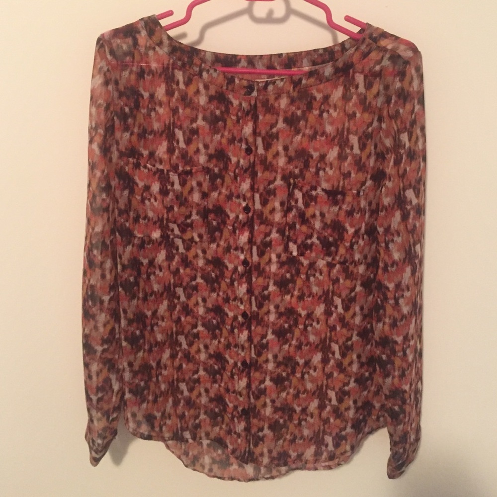 Ecote wide neck button up blouse