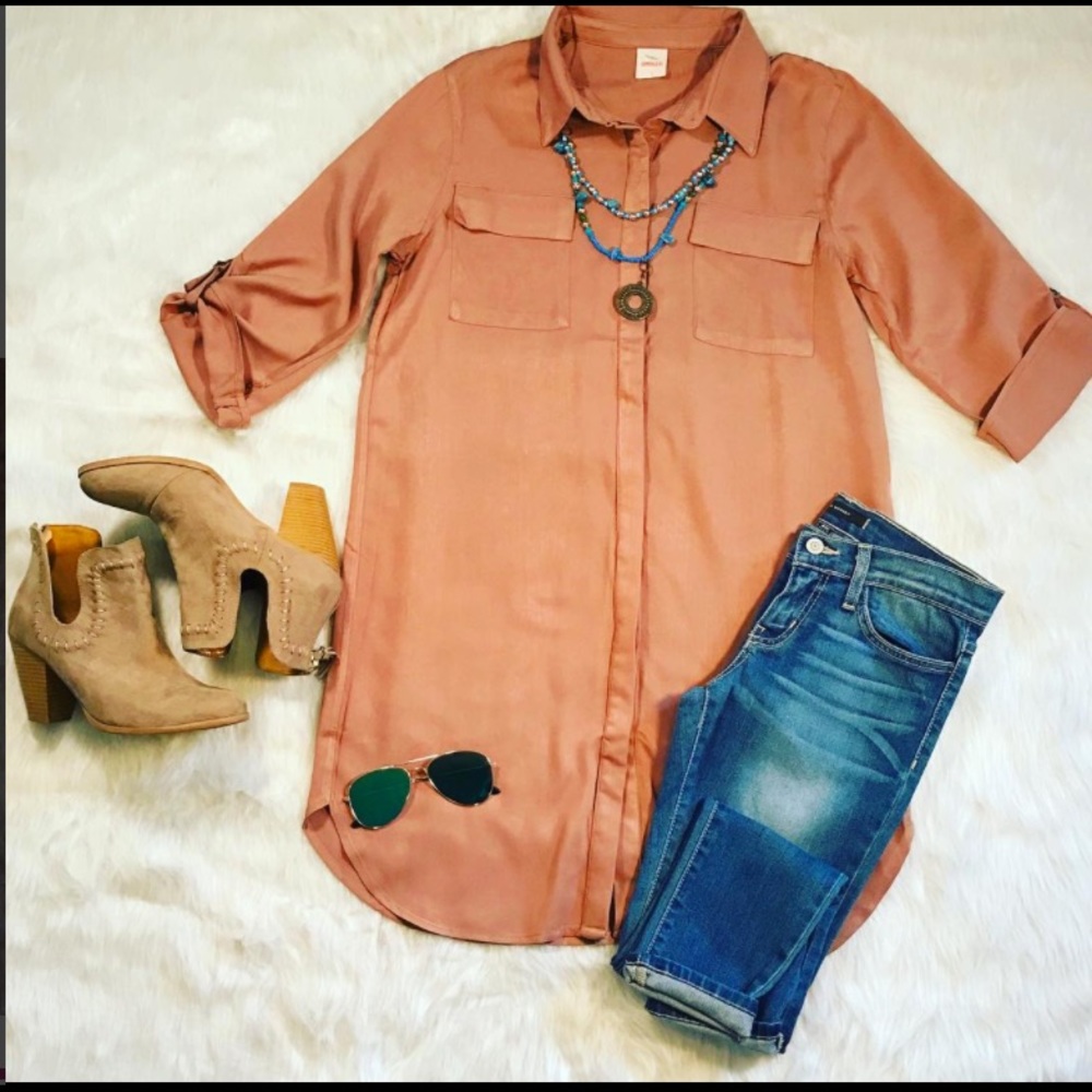 Mocha Button Up Tunic