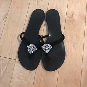 Zanotti black suede slippers.