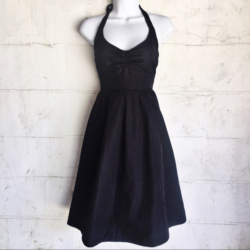 J Crew Lydia Halter Dress w/ Pockets, Black, sz 6