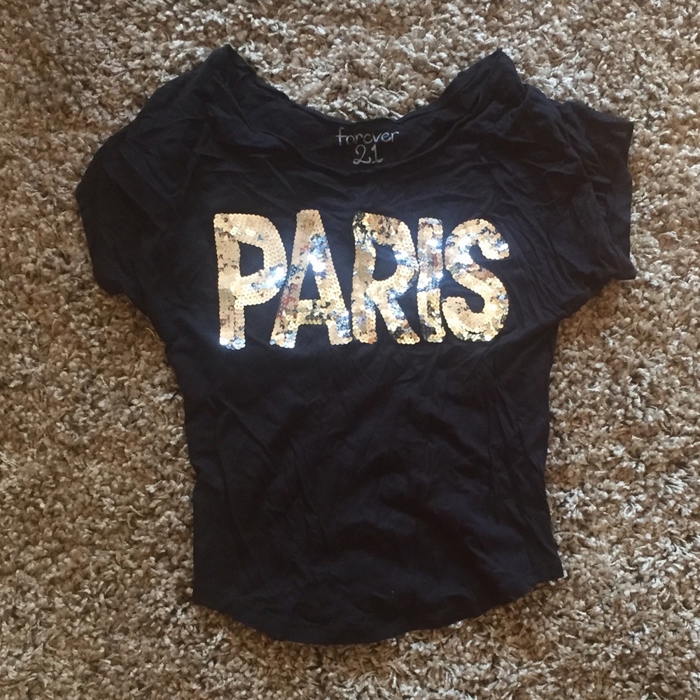 Sequined. Paris. T-Shirt.